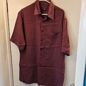 Mens Robert Barakett Maroon Short Sleeve Shirt